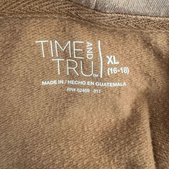 Time and Tru Zip Up Hoodie Jacket Tan Camel Size XL - Picture 6 of 8